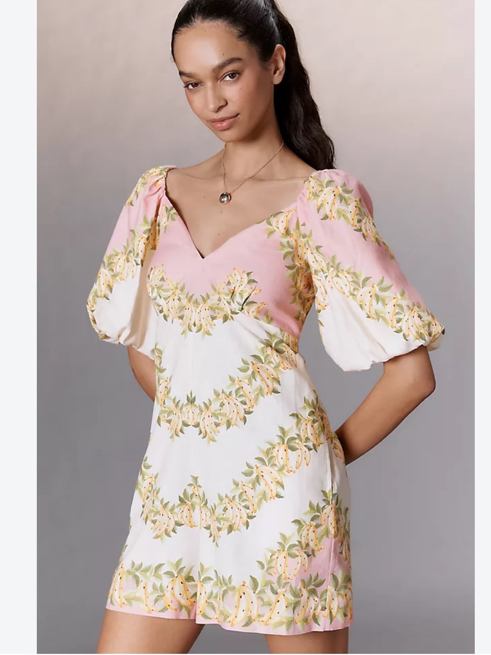 Farm Rio x Anthropologie romper size small puff sleeved and smokes linen blend